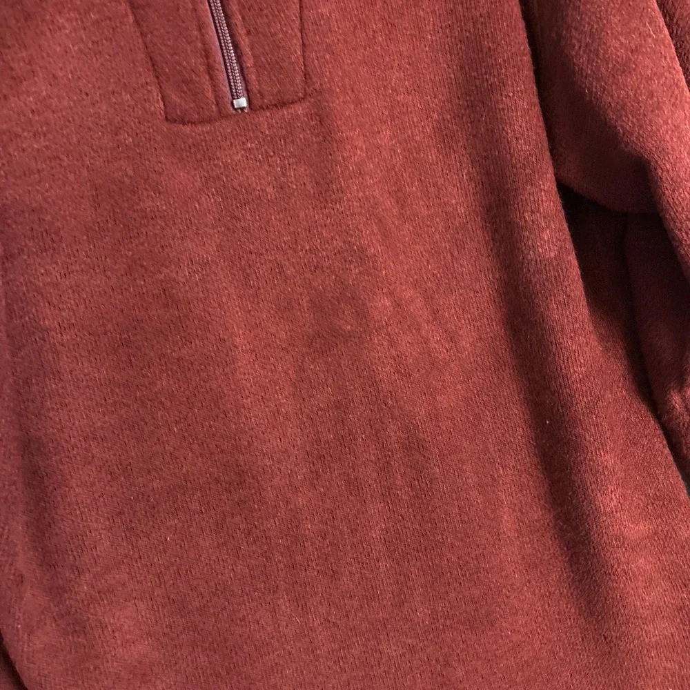 Kuhl Pullover Sweater M Red Brown Sherpa‎ Outdoor Hiking Warm Quarter Zip Casual